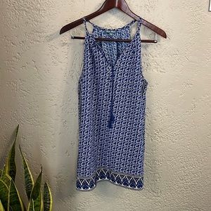 Fleur Bleue blue and white tank top